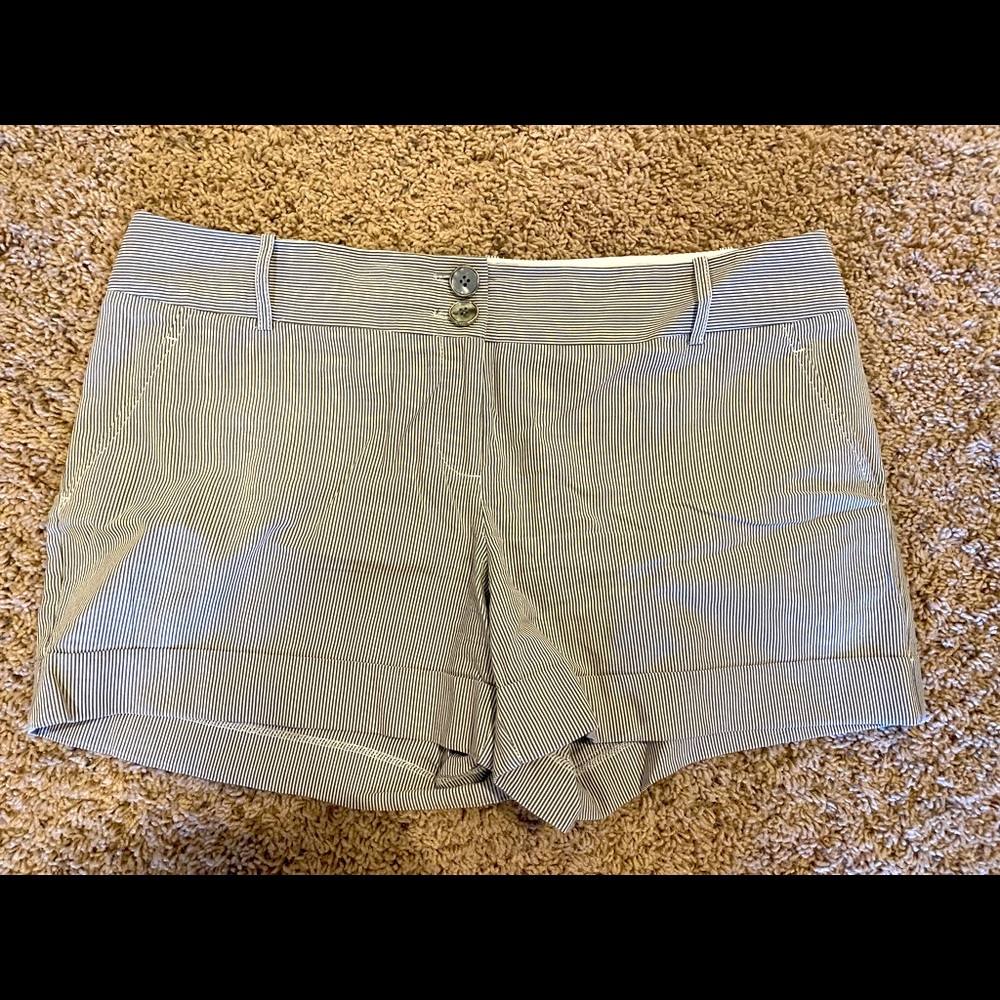 The Limited size 14 shorts.  Seersucker-like stripe.  Cute!